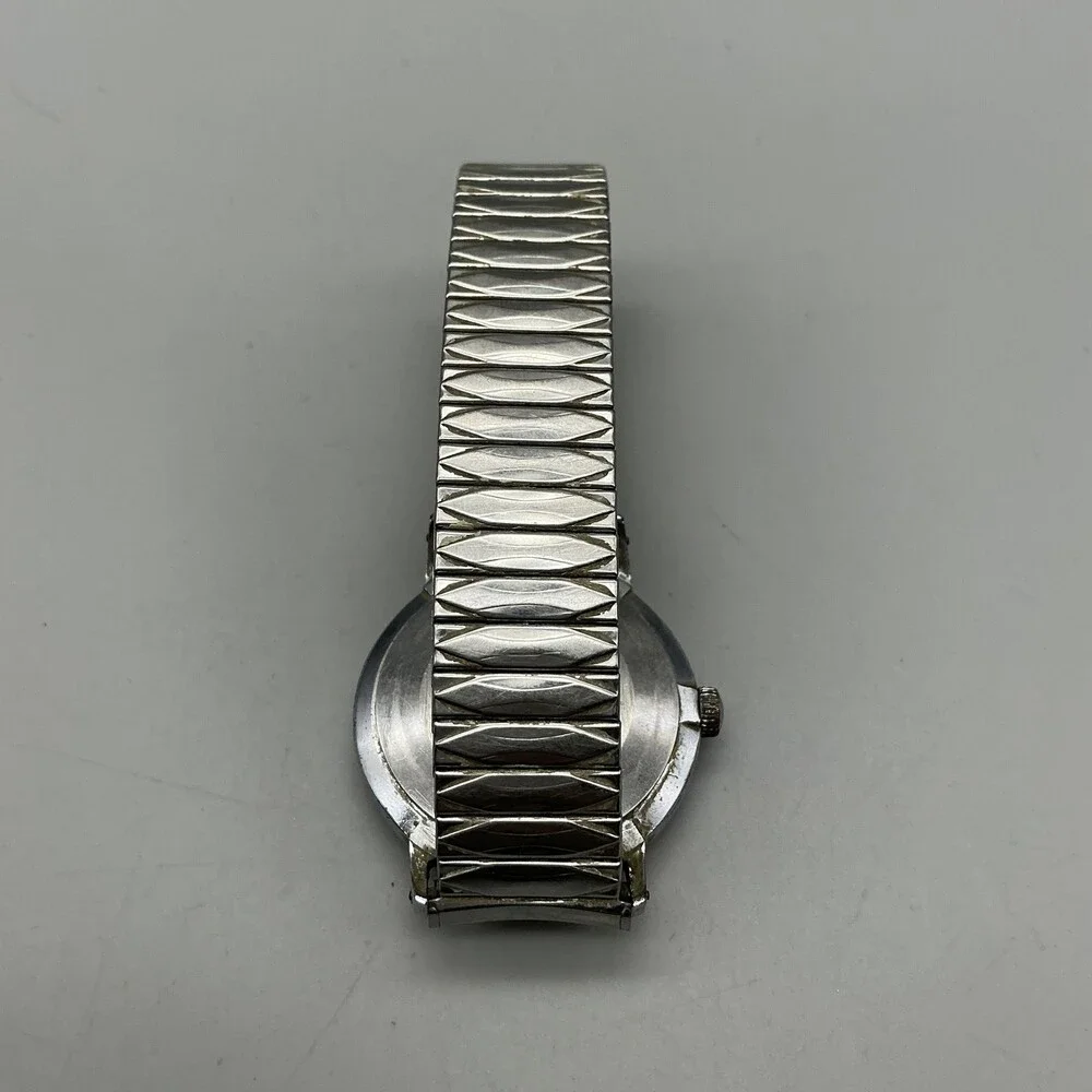 Vintage Timex Marlin Mens Watch 33mm Cracked Crystal Silver Tone Manual Wind